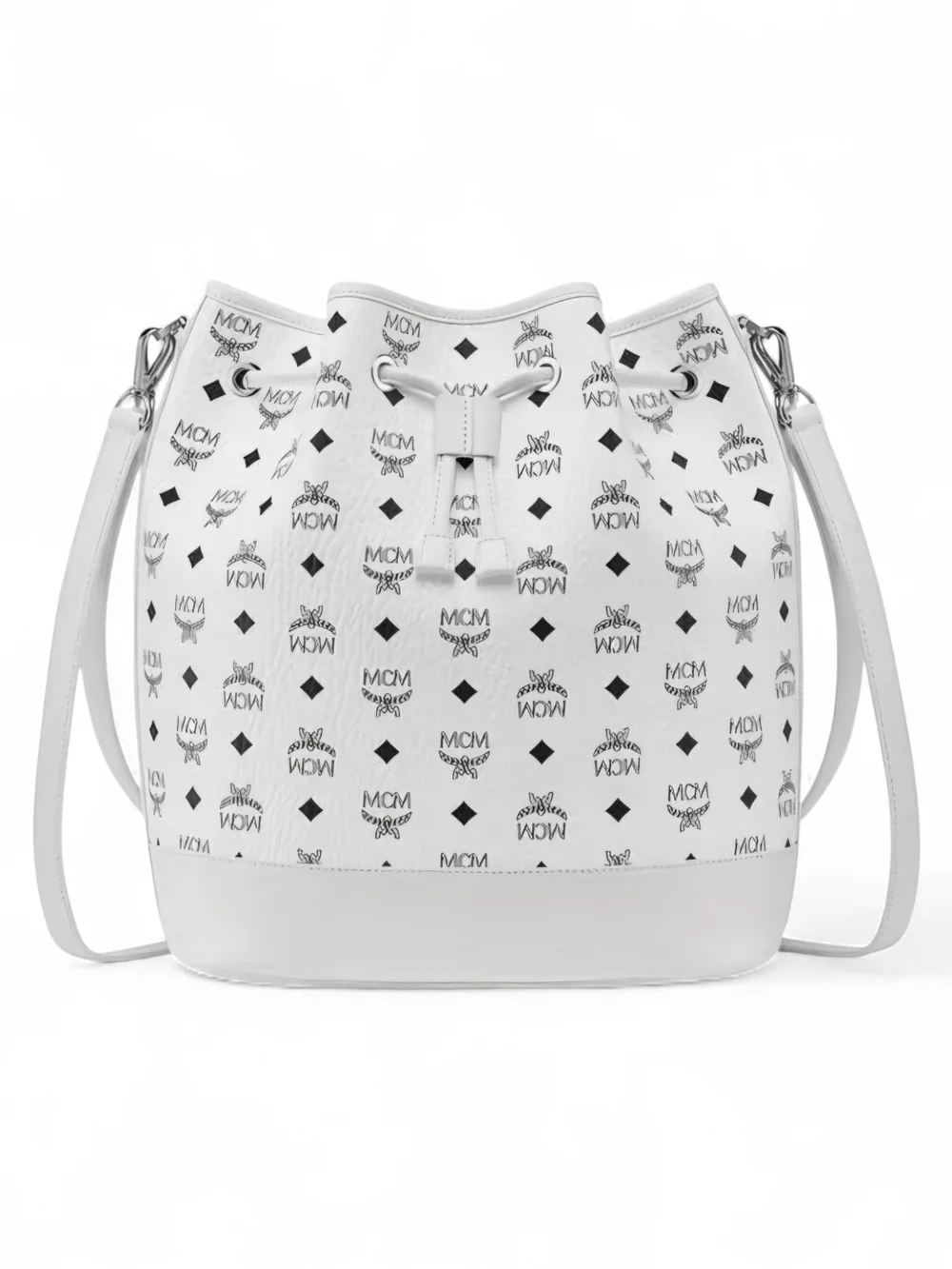 MCM White Visetos Bucket Bag - Picture 5 of 6